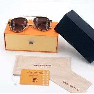 NWT-Louis Vuitton Gold & Tortoise Aviator Sunglasses